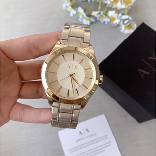 (ผ่อน0%) นาฬิกาชาย Armani Exchange Three-Hand Gold-Tone Stainless Steel Watch AX2321 for Men  หน้าปัด 44 mm สแตนเลสสีทอง