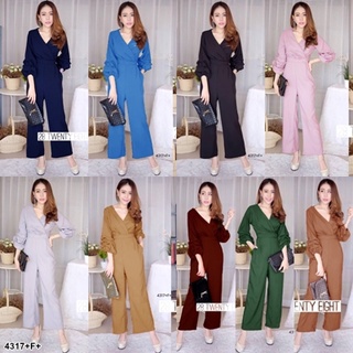 4317 Jumpsuit จั๊มสูท แขนแต่งเรเยอร์ขายาว สอบถามก่อสั่งซื้อ