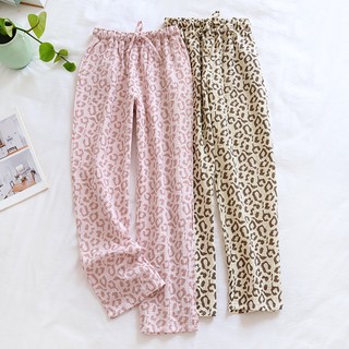 Homely.Homewear กางเกงลายเสือ ผ้าdouble gauze cotton