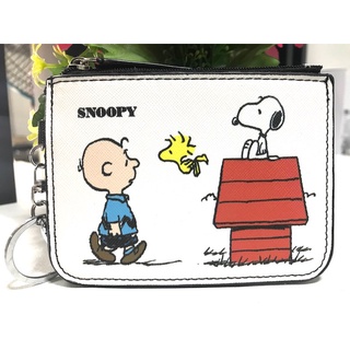 SNOOPY  กระเป๋าใส่บัตร  และ ช่องใส่บัตร ใส่แบงค์ มีซิป ก้ามปู ห่วง เอนกประสงค์ ลาย  Snoopy  ขาว ดำ  สนูปปี้  Manopnest