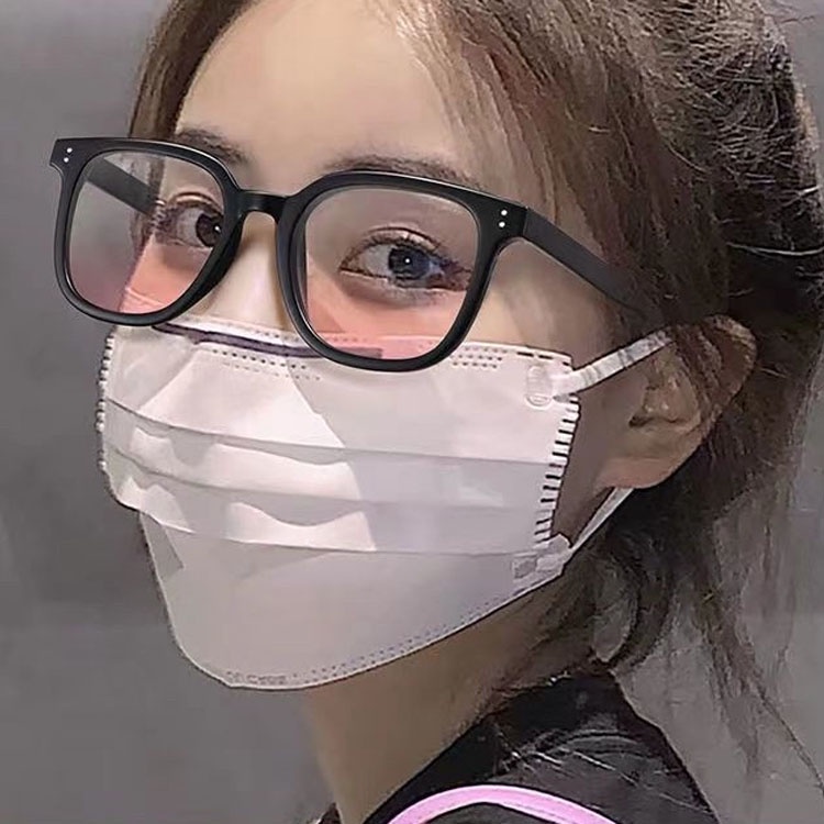 บลัชออนแว่นตาแว่นกันแดดผู้หญิงไล่โทนสีสีชมพู Douyin แว่นกันแดดกรอบสีดําเดียวกัน Su Yan Magic Photo เ