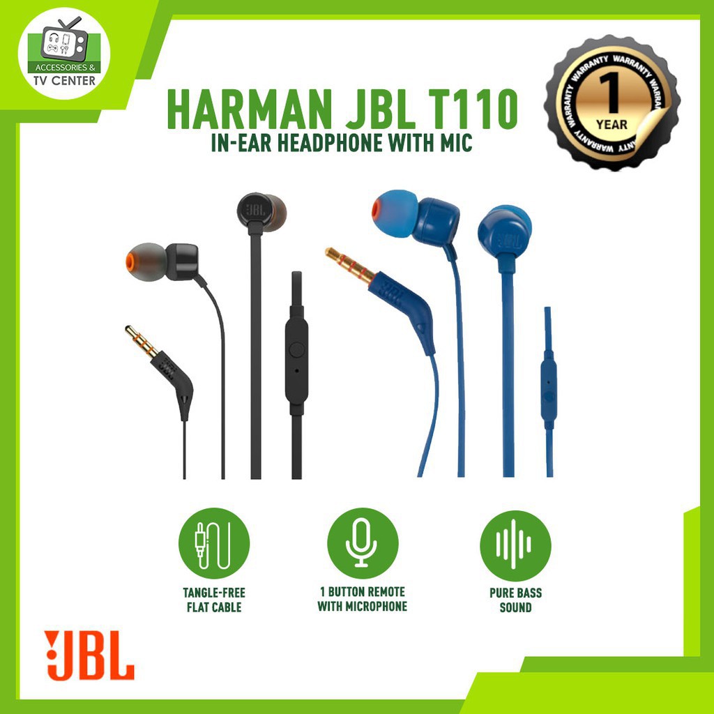 หูฟัง JBL T110 ของแท้จากศูนย์ 100% รัปประกัน 1 ปี เบสโคตรแน่น