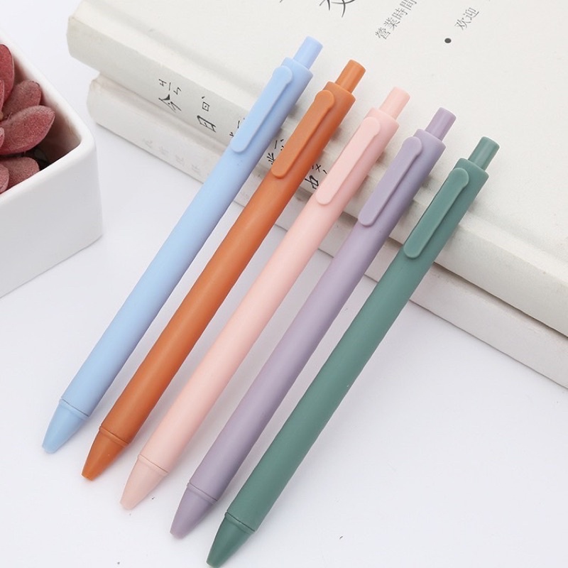 ปากกากด สีพาสเทล ปากกานักเรียน หมึกดำ ยาว14.5cm พร้อมส่ง