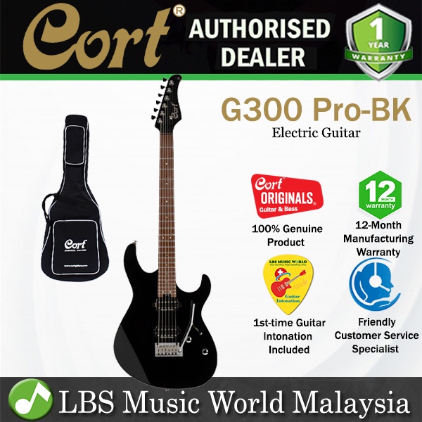Cort G300 Pro Basswood Body กีตาร์ไฟฟ้า Maple Fretboard พร้อมกระเป๋า - สีดํา (G 300 BK)