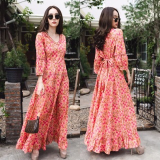 maxi คอวีลอยดอก Brand : VSHOPBRAND  Code: 756