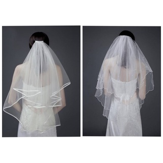 (พร้อมส่ง) V2S9 Bridal Veil ผ้าคลุมผมเจ้าสาว 2 ชั้น (มีหวีสับ)