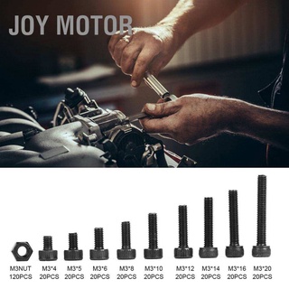 JOY Motor 300pcs M3 x 4-20mm 12.9 Grade Black Alloy Steel Hex Socket Screw Bolt and Nut Kit