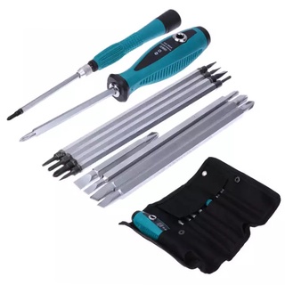 10 ชิ้น ชุดไขควงอเนกประสงค์หัวแม่เหล็ก Hand tools screw driver Screwdriver Setกระเป๋าผ้า 10 ชิ้นไขควงชุดแม่นยำแม่เหล็กฟิ