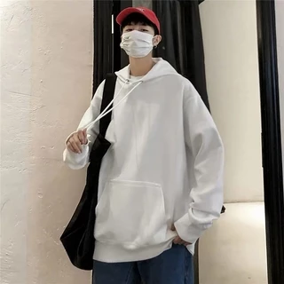 [ส่งไวจากไทย] เสื้อกันหนาวแขนยาว มีฮู้ด สีพื้น แฟชั่นสำหรับผู้ชาย ไซซ์ M-5XL