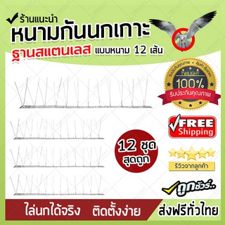 หนามกันนกเกาะแบบเส้นฐาน Stainless (x12ชิ้น) อุปกรณ์ไล่นก หนามกันนก