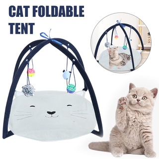 [HOMYL1] Foldable Cat Play Tent Toys Pet Comfortable Activity House Bed Pad Teepee