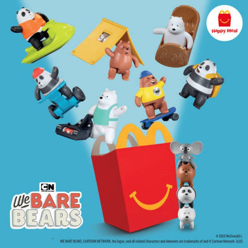 หมีจอมป่วน ด่วน!! McDonald’s​ We bare bears ของเล่นแมคโดนัลด์​ โมเดล ตุ๊กตาหมี We Bare​ Bear ของเล่น ยกก๊วนซ่า 3 หมี