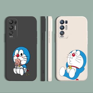 เคสโทรศัพท์มือถือ ซิลิโคนนิ่ม ขอบตรง ลายการ์ตูนโดราเอมอน สําหรับ OPPO Reno6 Z 5G Reno 5 Pro 4 4G 3 Reno2 Z F