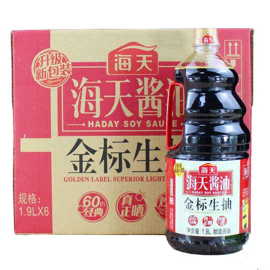 [ยกลัง 1.9L x 6] ซีอิ๊วขาวฉลากทอง เกรดพรีเมียม 金标生抽 HaiTian Haday 海天 MalaMart