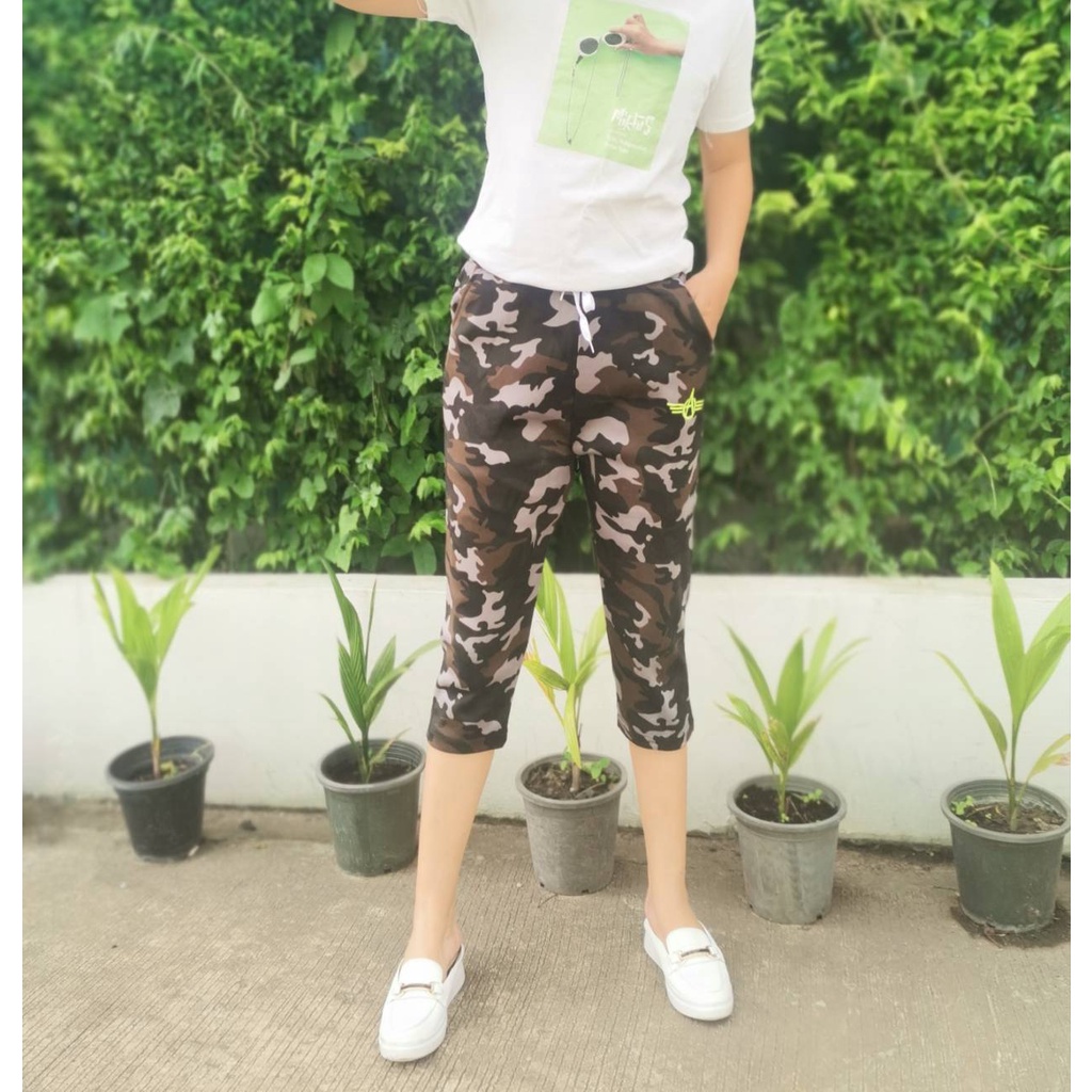 กางเกงขาสั้นผู้หญิงทหารขา7ส่วนผ้ายืดไซส์ใหญ่ดีใส่เทียวใส่ออกลังกายใด้ ใส่สบาย มี3xl 4xl 5xl ขาปล่อยA032+ราคาพิเศษ+