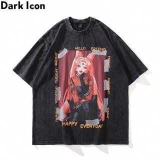 เสื้อยืดแขนสั้นลําลอง ขนาดใหญ่ พิมพ์ลาย Dark Icon สไตล์ฮิปฮอป ฮาราจูกุ สําหรับผู้ชาย และผู้หญิง 2022