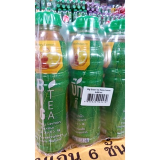 ✨ขายดี✨ บิ๊ก กรีนที ชาเขียวพร้อมดื่ม รสน้ำผึ้งมะนาว 350 มล. แพ็ค 6 ขวด Big Green Tea Honey Lemon 350 ml x 6