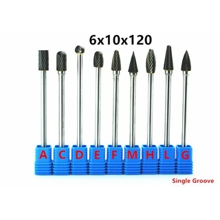 1pcs 6x10x120mm ทังสเตนคาร ์ ไบด ์ Burrs ยาว 6 มม.ก ้ านบดเครื ่ องมือโรตารี ่ พร ้ อมสต ็ อก