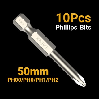 ชุดไขควง Phillips Ph00 / Ph0 / Ph1 / Ph2, เหล็กแม่เหล็ก S2 1/4 "Hex Shank 10 ชิ้น