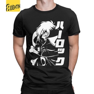 [S-5XL]เสื้อยืดแขนสั้น คอกลม ผ้าฝ้ายแท้ 100% พิมพ์ลายอวกาศ Pirate Captain Harlock สําหรับผู้ชาย