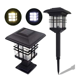 โคมไฟหัวเสาโซล่าเซลล์ 2 in 1 garden lights โคมไฟปักสนาม ไฟหัวเสา ใช้ได้2แบบ hold_garden