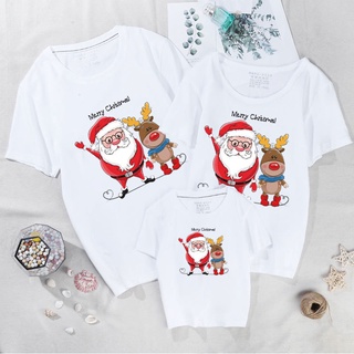 Santa Claus Christmas Family Matching T Shirts Cotton Boys Girls Mommy Daddy Short Sleeve Christmas Clothes Plus 471