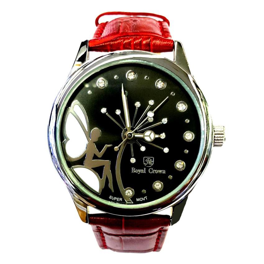Royal Crown นาฬิกาแฟชั่น อิตาลี่ดีไซน์ ดีไซน์ที่สวยงามทันสมัย มาพร้อมกับสายหนัง รุ่น 6419 -Red