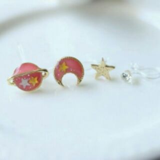 Galaxy set ear cuffs (เซตหนีบหูสี่ชิ้น สีชมพู)