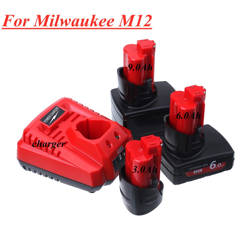 12V 3.0Ah 9.0Ah Li-Ion Battery Charger สำหรับ Milwaukee M12 XC เครื่องมือไร้สาย 48-11-2402 48-11-241