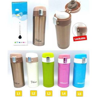 Water bottle lock cover mini กระบอกน้ำสแตนเลสฝาล็อคไซด์พกพา