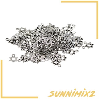 [Sunnimix2] จี้รูปดาวสีเงินสไตล์โบราณ Diy สําหรับทําเครื่องประดับงานหัตถกรรม 100ชิ้น