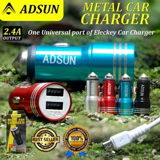 Adsun สายชาร์จโลหะ 2USB 2.4A ประหยัดพลังงาน สําหรับรถยนต์