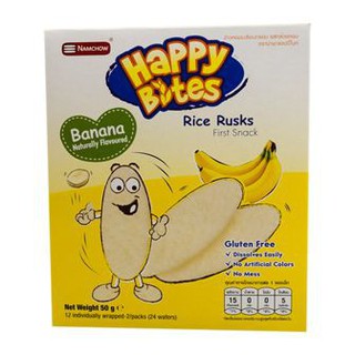 Namchow Happy Bites Banana Flavour50g. นำเชาว์แฮปปี้ไบท์รสกล้วย 50 กรัม