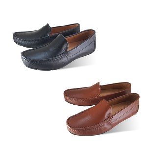 FREEWOOD CASUAL SHOES รองเท้าหนังรุ่น 79-617 สีดำ / สีวิสกี้ ( BLACK / WHISKY )