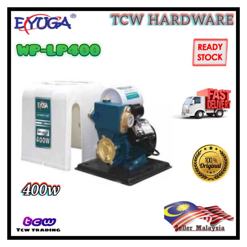 ปั๊มน้ําอัตโนมัติแบบป้องกันความเสี่ยง 400W พร้อมฝาครอบพลาสติก EYUGA WP-LP400