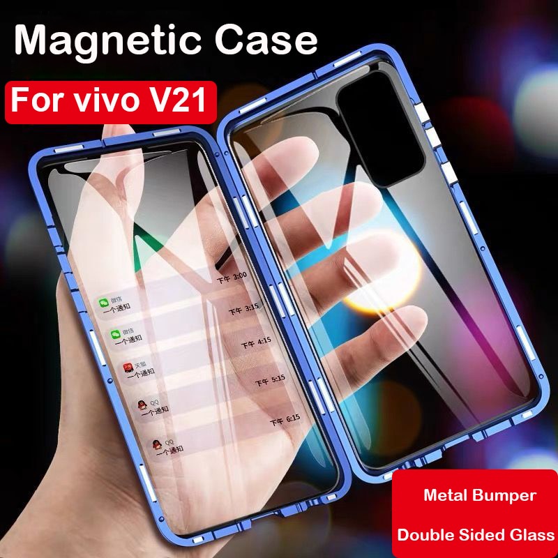 360 เคสแม่เหล็กสําหรับVivo Y20 Y20S Y20i Y12A Y12S Y12D Y31 5G V21 V21Eโลหะเคสโทรศัพท์ฝาครอบกระจก