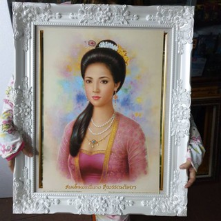 กรอบรูปกระจก สมเด็จพระสุพรรณกัลยา ใส่กรอบหลุยส์  ติดบ้าน ร้านค้า ของขวัญ ที่ระลึก ขึ้นบ้านใหม่