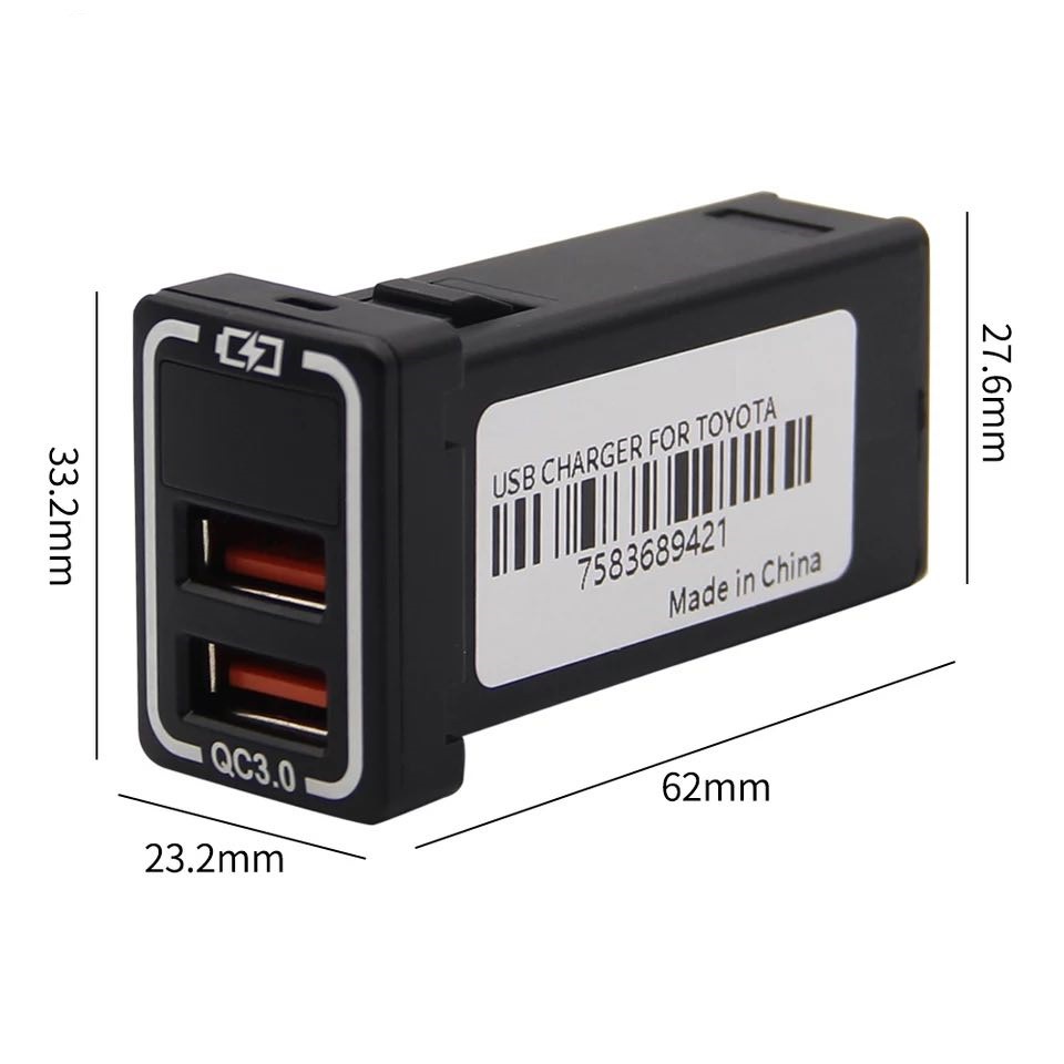 ตกแต่งบ้าน USB 3.0 Fast Charger สำหรับรถรุ่น Toyota  Vios/Yaris/Altis/Camry/Fortuner/Revo/Chr/Innova/Alphard/Avanza ส่งด่วน สั่งเลย