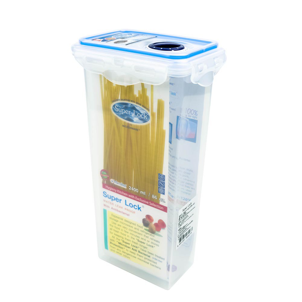 ฺBruda Shop กล่องถนอมอาหาร รุ่น 6027 กล่องสปาเก็ตตี้ ตั้งวันที่ได้ เข้าไมโครเวฟได้ ความจุ 2,400 ml. แบรนด์ Super lock รุ