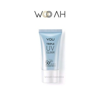 Y.O.U Triple UV Elixir Light Sunscreen Gel SPF 50+ PA++++ ครีมกันแดด Niacinamide ป้องกันแสงสีฟ้า UVA UVB 30ml YOU