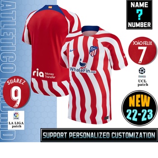 เสื้อกีฬาแขนสั้น ลายทีมชาติฟุตบอล Atletico Madrid 22-23 fans ชุดเหย้า สีแดง และสีขาว ไซซ์ s-4xl มีสินค้า