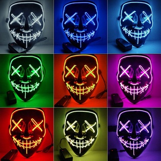 หน้ากากฮาโลวีนมีไฟ Led สีดํา V Vendetta หน้ากากผี