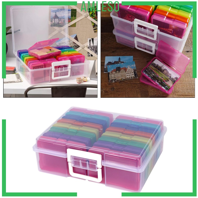[AMLESO] กล่องเคสใส ทรงสี่เหลี่ยมผืนผ้า ขนาด 4x6 นิ้ว 18 นิ้ว สําหรับใส่จัดเก็บรูปภาพ เครื่องประดับ แสตมป์การ์ด