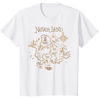 tshirtเสื้อยืดคอกลมฤดูร้อนเสื้อยืดแขนสั้นลําลอง คอกลม พิมพ์ลายกราฟฟิค Disney Peter Pan Never Land Map แฟชั่นสําหรับผู้ชา