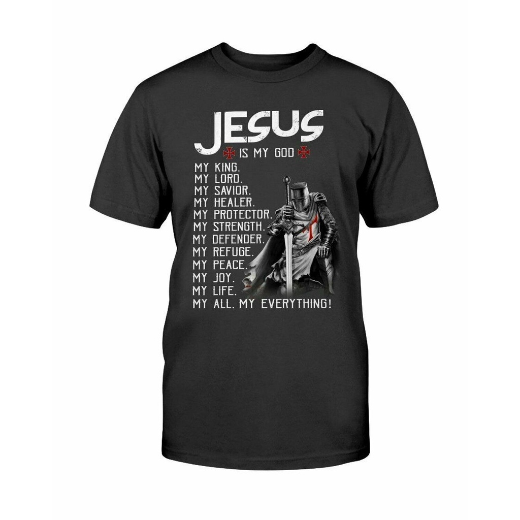เสื้อยืด Warrior of God Jesus Is My Lord Christian Knight Templar . ฤดูร้อน O-คอ Mens New S-3XL Tops