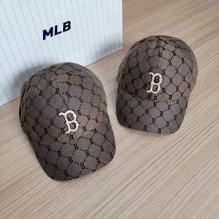 MLB monogram dia jacquard ball cap หมวกสีน้ำตาล logo B Boston 🤎🤎 Free size