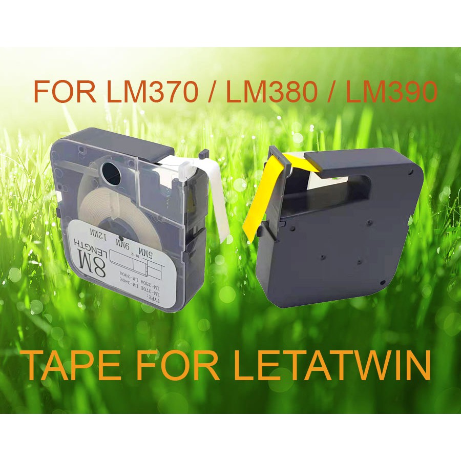 เทป 9 มม. สําหรับ MAX LETTWIN LM-370 / LM380A / LM-390A เครื่องตัวอักษรอิเล็กทรอนิกส์ สี: เหลือง, ขา