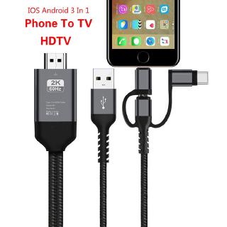 3 in 1 micro usb type c to hdmi อะแดปเตอร์สายเคเบิ้ลสําหรับ mobile phone  samsung s 8 s android phone to tv hdtv