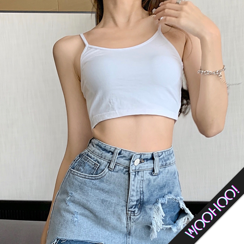 WOOHOO!【33A】เสื้อซับในเอวลอยผู้หญิง เสื้อทับผู้หญิง เสื้อใสเดี่ยว ผ้าฝ้าย เนื้อผ้านุ่ม บางสบาย สีพื้นซีทรู มี2 ส