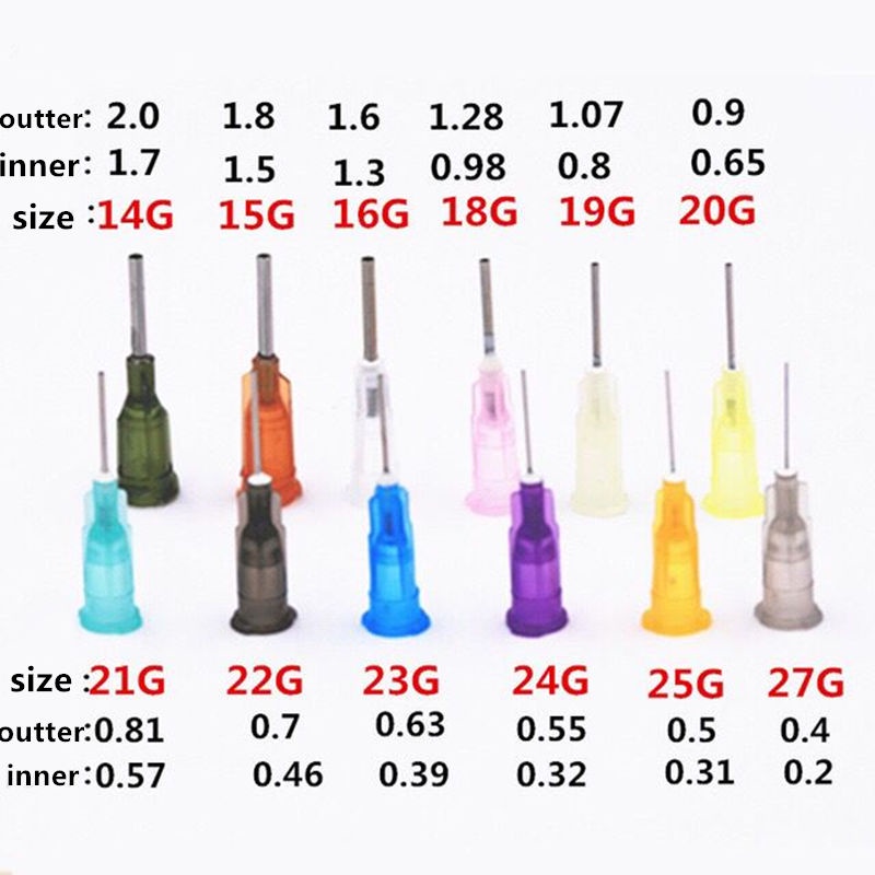 12kinds Dispensing Tips Liquid Dispenser เข็มฉีดยาเข็มเคล็ดลับ 16GA,18GA,21GA,22GA,23GA,24GA,25GA Ga